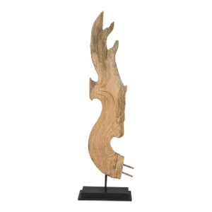Mid 19th Century Thai Hand-Carved Wooden Temple Dragon Sculpture Mounted on Black Base