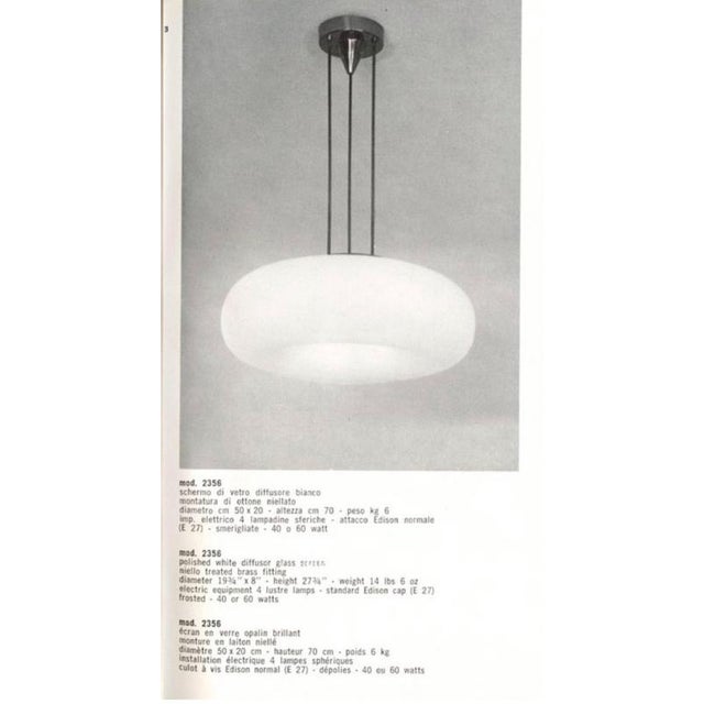 White 2356 Ceiling Light in Brass and Opaline Glass by Max Ingrand for Fontana Arte, Italy, 1960s For Sale - Image 8 of 9