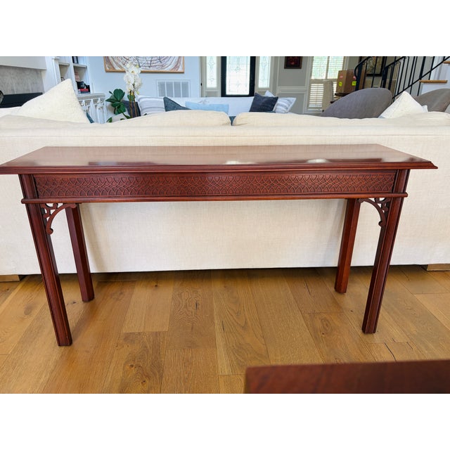Vintage Councill Craftsmen Mahogany Chippendale Fretwork Console Table For Sale - Image 10 of 11