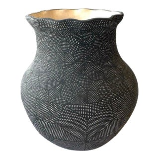 Vintage Native American Hand Coiled Hand Painted Acoma Pueblo Pottery Jay Vallo For Sale