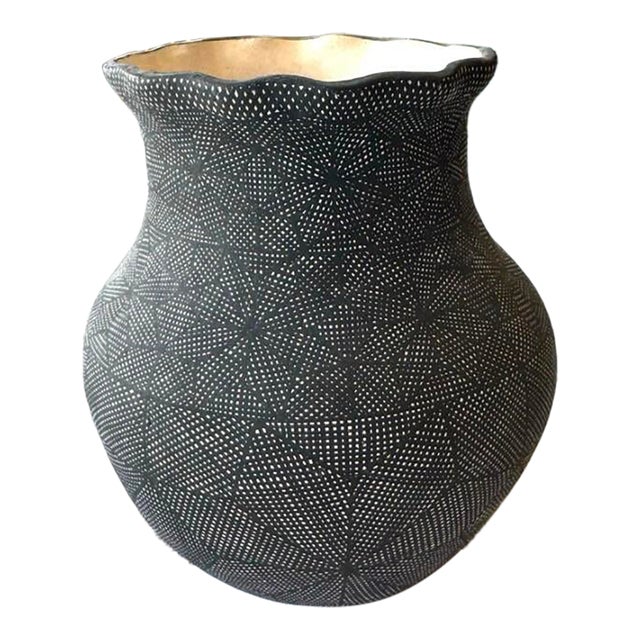Vintage Native American Hand Coiled Hand Painted Acoma Pueblo Pottery Jay Vallo For Sale