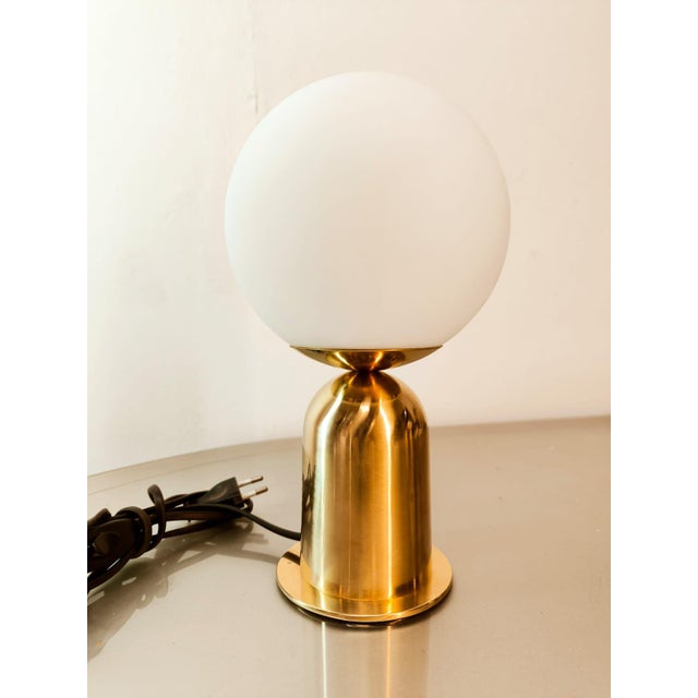 Brass Table Lamp with Satin Sphere For Sale - Image 4 of 13