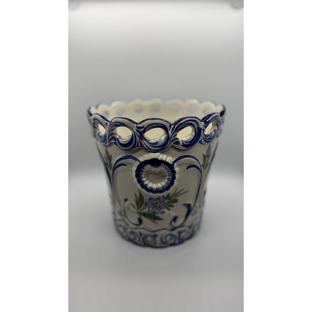 Traditional 1970s Portuguese Hand Painted Planter Pot For Sale - Image 3 of 7