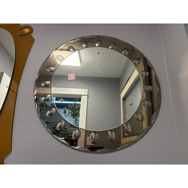 Gray 1960s Pair of Italian Modern Fontana Arte Inspired Mirrors For Sale - Image 8 of 11