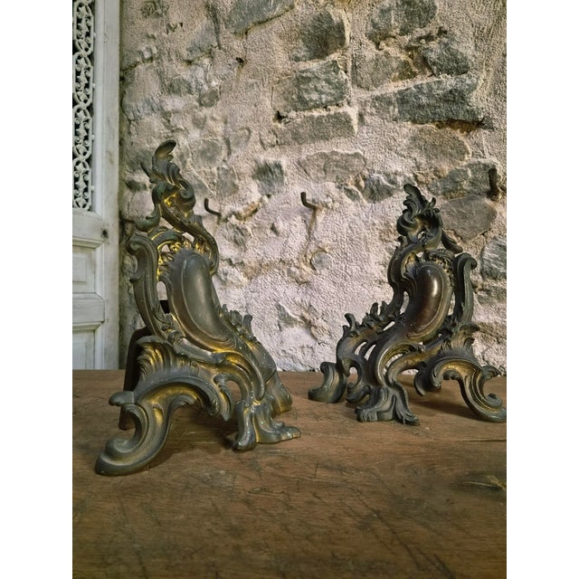 Antique French Bronze Andirons, 1900, Set of 2 For Sale - Image 10 of 16