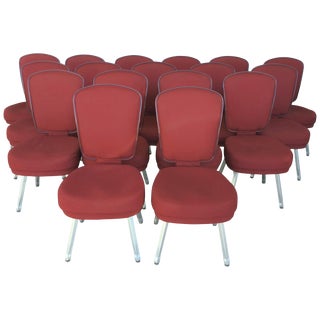 Set of Seventeen Conference or Dining Chairs in Steel and Red Wool For Sale