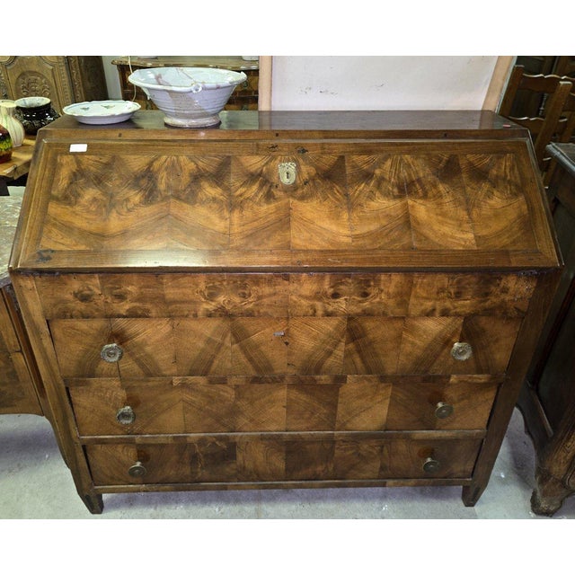 Wood Louis XVI Walnut Writing Desk For Sale - Image 7 of 9