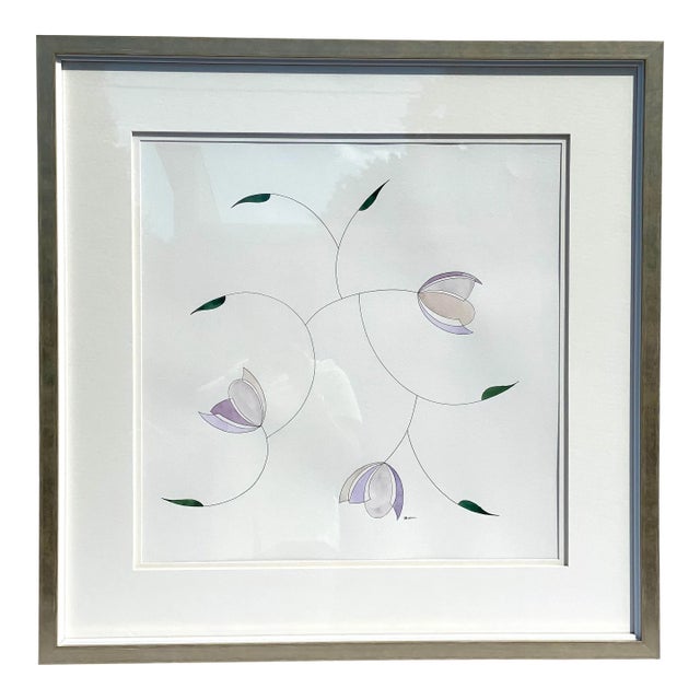 "Blossoms" Contemporary Original Watercolor Painting on Paper, Framed For Sale
