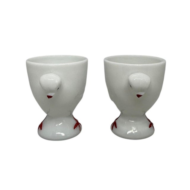 1950's Westmoreland Milk Glass Chick Design Egg Cups - A Pair For Sale - Image 12 of 12