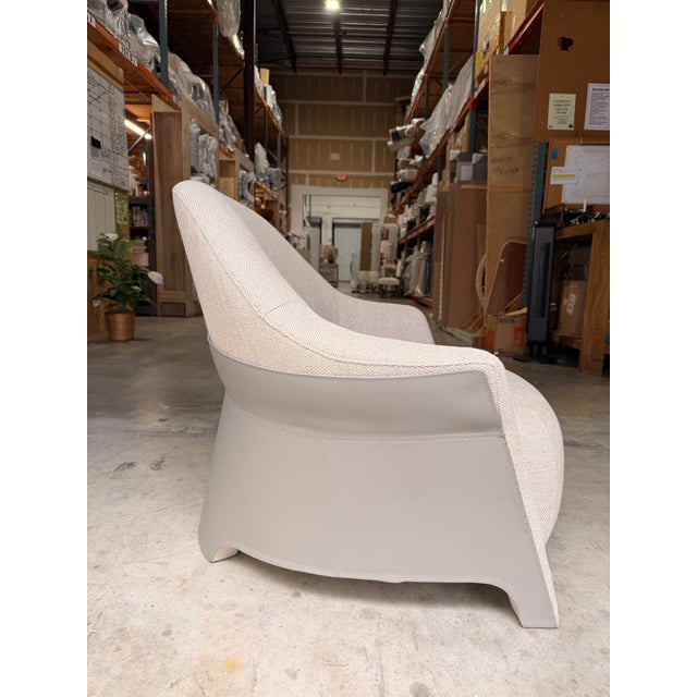 Contemporary Artefacto Soft Ivory Lounge Chair With Leather Back For Sale - Image 3 of 5