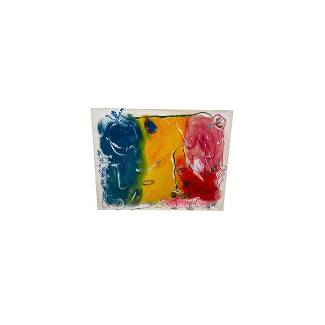 Pair of large original abstract mixed media paintings on canvas by Jack Compton. Each work measures 60 x 46" and features...