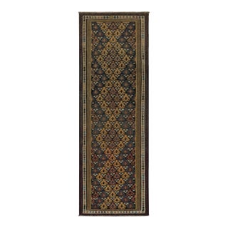 1950s Vintage Tribal Kilim Runner Rug With Polychromatic Patterns by Rug & Kilim For Sale