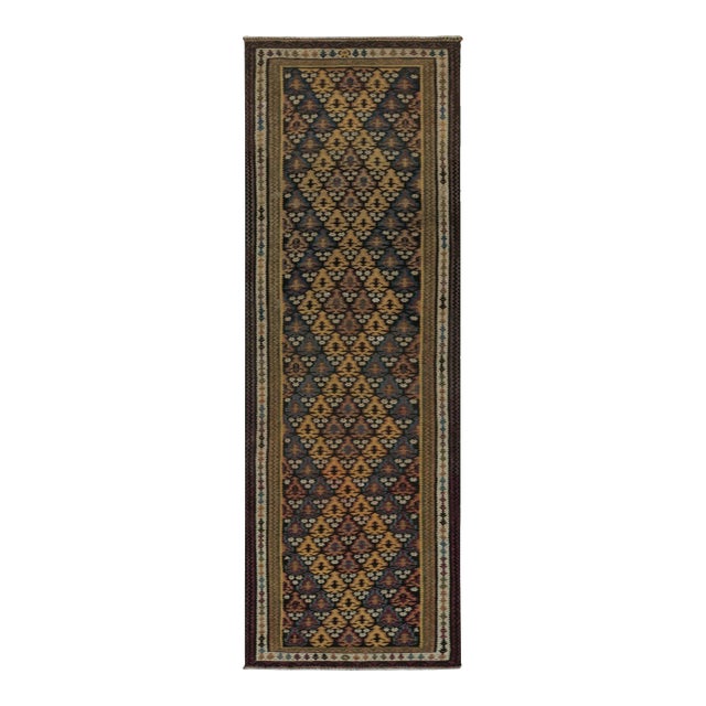 1950s Vintage Tribal Kilim Runner Rug With Polychromatic Patterns by Rug & Kilim For Sale