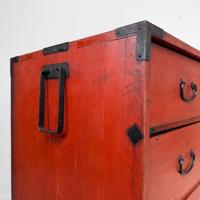 Red Tansu Chest of Drawers, Japan, 1920s For Sale - Image 13 of 17
