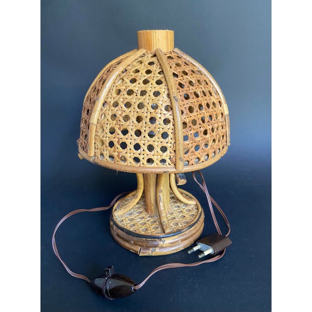 1960s Vintage Sculptural Bamboo Table Lamp by Louis Sognot, France, 1960s For Sale - Image 5 of 9