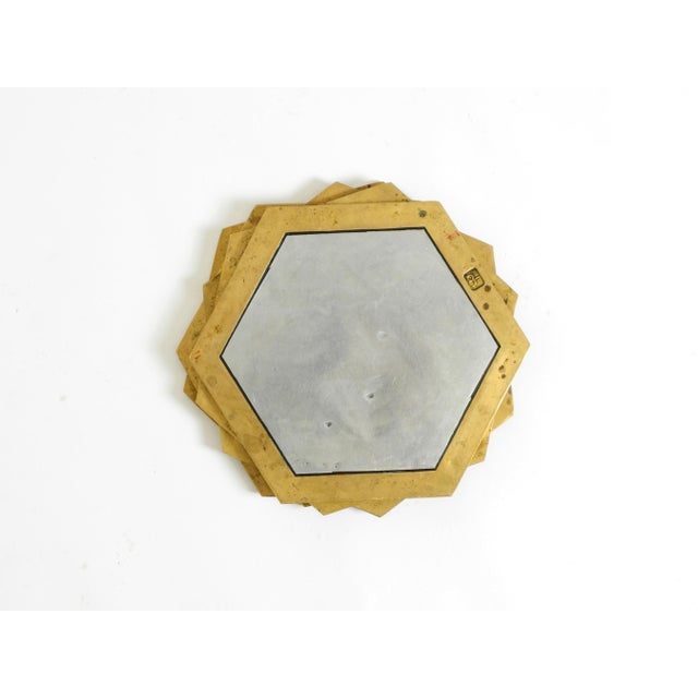 Metal Brutalist Aluminum and Brass Coasters by David Marshall, 1970s, Set of 5 For Sale - Image 7 of 18