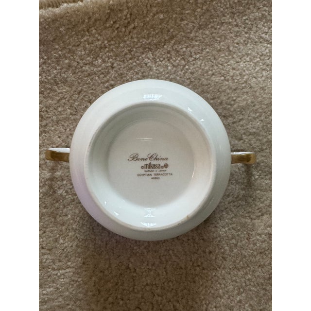 Burgundy 1980s Mikasa Bone China Coffee/Tea Pot Set With Creamer & Sugar Container in Mikasa Egyptian Terracotta Pattern - Set of 3 For Sale - Image 8 of 10