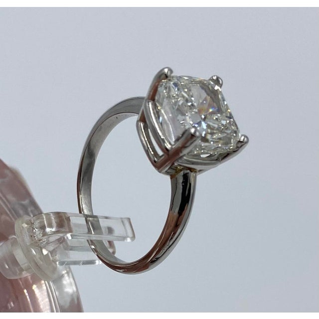 2020s Cushion-Cut Solitaire 5.01 Ct. Diamond Platinum Ring, Size 7 For Sale - Image 5 of 12