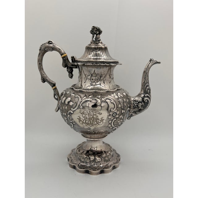 American Four Piece Early 19th Century Coin Silver Coffee Service, Jb Ginochio (1834-1857) New York, Ny For Sale - Image 3 of 15