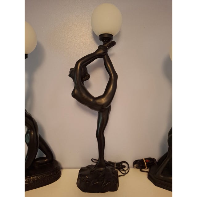 1970s 1970s Art Deco Style Nude Lady Table Lamps - Set of 3 For Sale - Image 5 of 18
