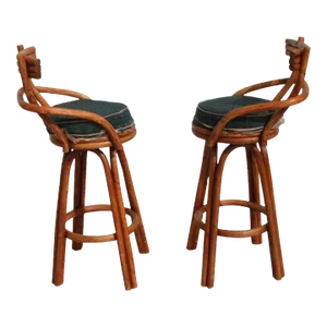 Mid 20th Century Midcentury Paul Frankl Style Stools With Swivel - a Pair