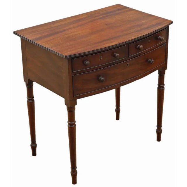 Antique Georgian Bow-Front Mahogany Writing Table For Sale - Image 5 of 11