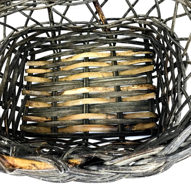 Vintage Reed Wicker French Market Basket For Sale - Image 11 of 13