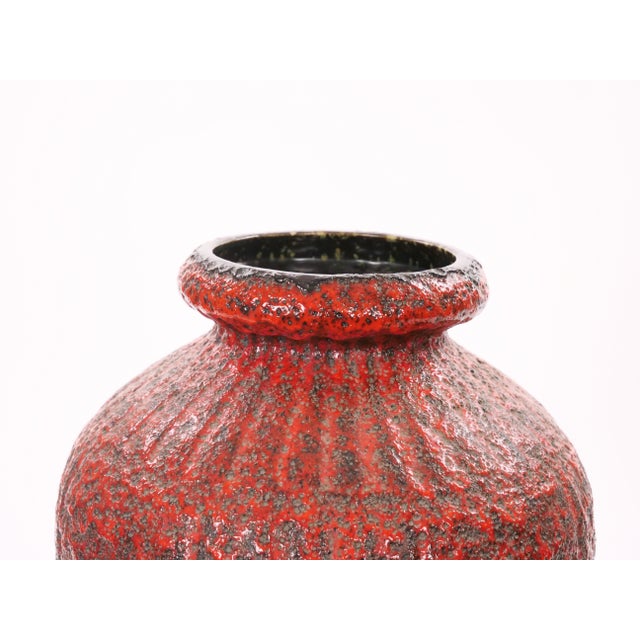 Red Mid-20th Century West German Large Fat Lava Decorative Vase For Sale - Image 8 of 11