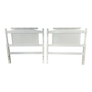 Pair of Vintage Faux Bamboo Pagoda White Headboards For Sale
