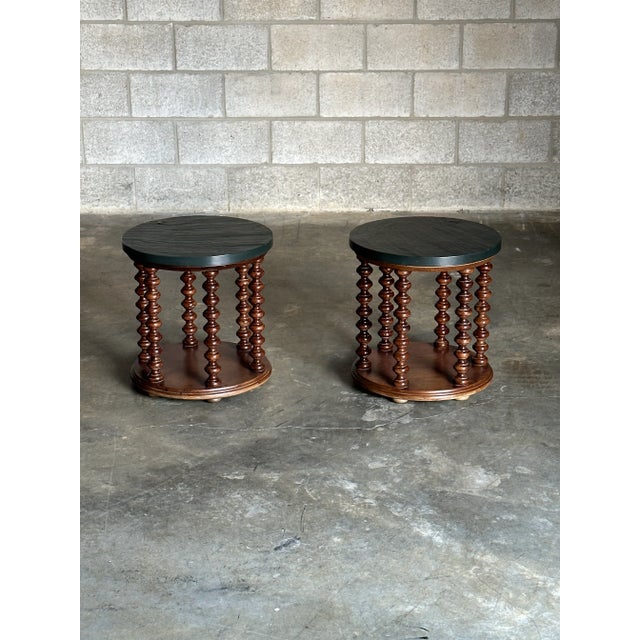 1970s American Modernist Designer Spool and Slate Side Tables by Henredon Custom Folio Three - a Pair For Sale - Image 12 of 12