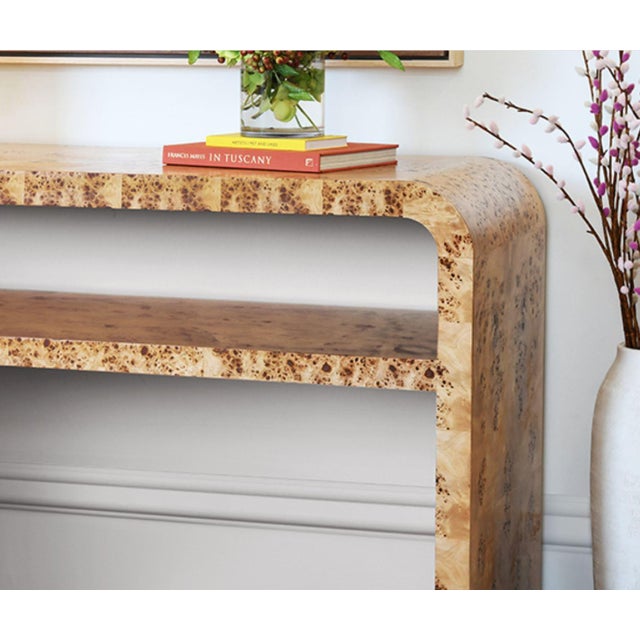 Kenneth Ludwig Chicago Marshall Light Burl Wood Console For Sale - Image 4 of 5