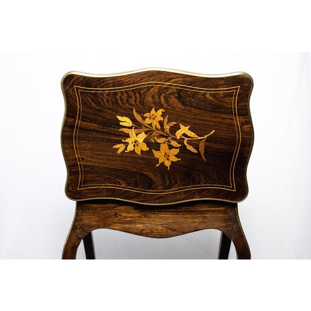 Wood Dressing Table in Fruitwood and Wood Marquetry, 1890s For Sale - Image 7 of 14