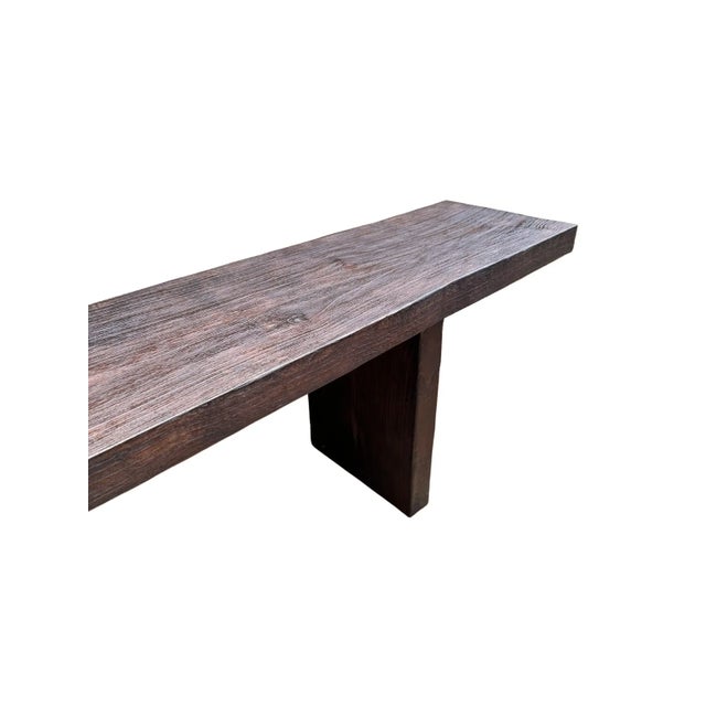 Brown Sculptural Teak Wood Bench Modern Organic, Stunning Textures, Espresso Finish For Sale - Image 8 of 9