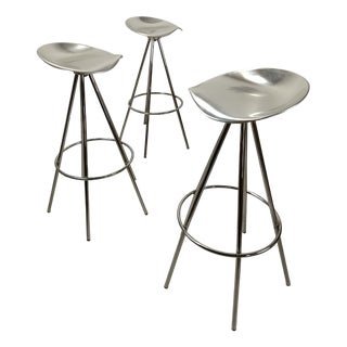 Vintage Chrome Bar Stools by Pepe Cortés, 1980s, Set of 3 For Sale