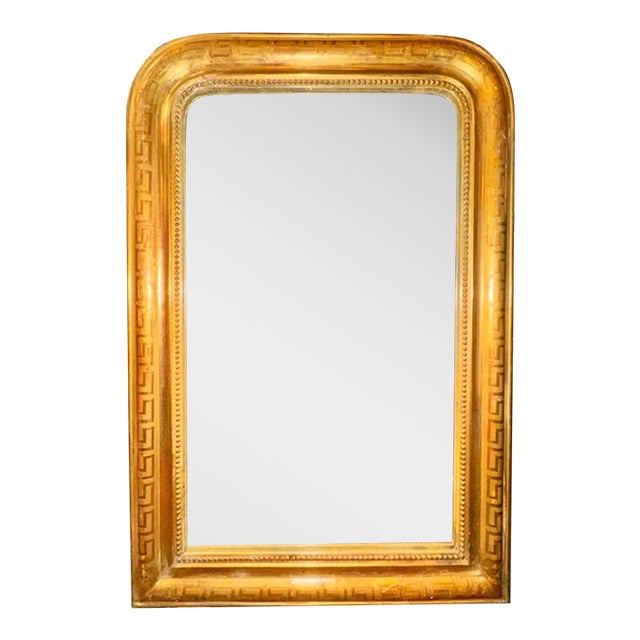 Fine 19th C. French Louis Philippe Mirror With Greek Key Frame For Sale
