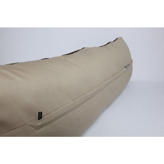 Antique Kurdish Navy Blue Sofa Rug Pillow Cushion Cover -16'' X 42'' For Sale - Image 10 of 11