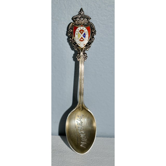 Antique Montreal Sterling & Enamel Decorative Collectors Spoon For Sale - Image 9 of 11
