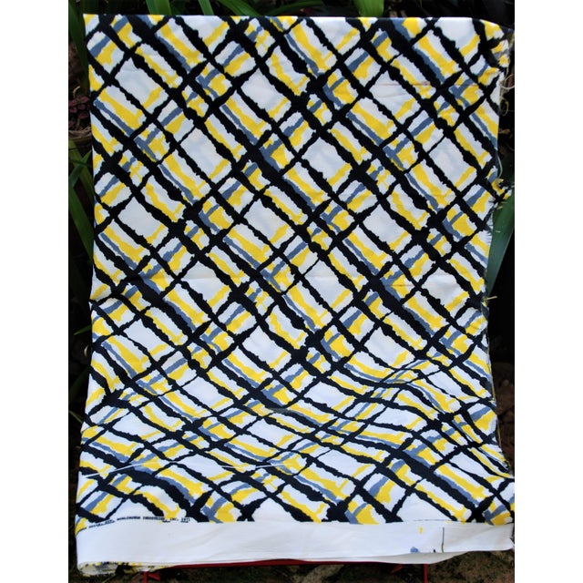 Vintage 1971 Burlington Industry Yellow, Black, White & Gray Fabric