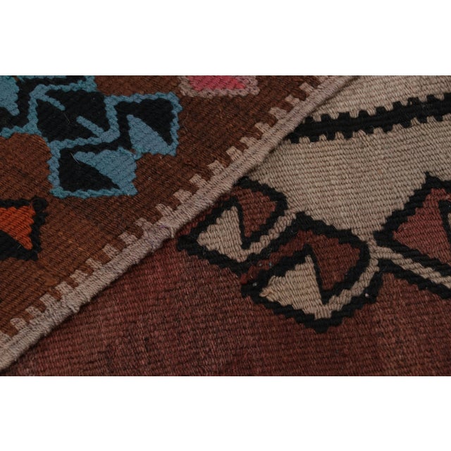 Brown Mid Century Brown Black Kilim Vintage Tribal Flat Weave Rug For Sale - Image 8 of 8