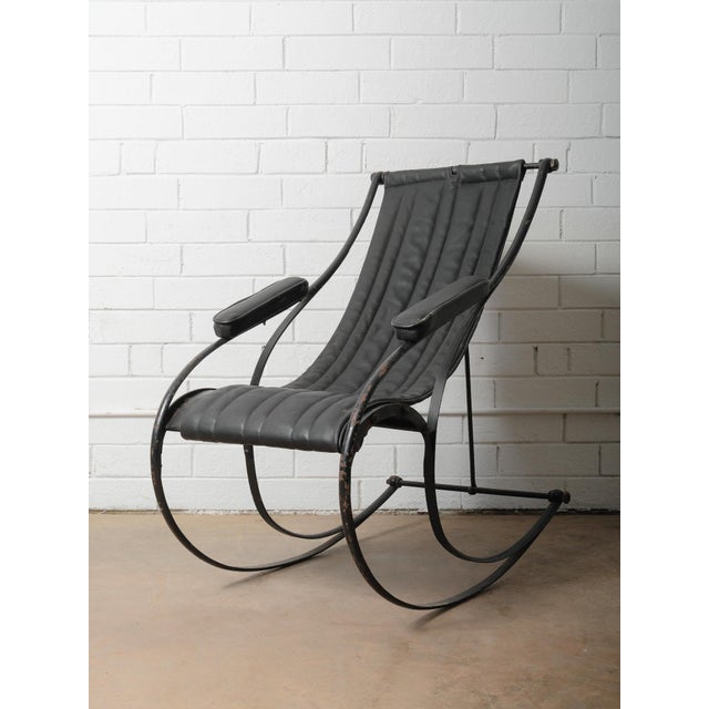Pair of Circa 1850 Peter Cooper Rocking Chairs for r.w. Winfield in Black Leather and Iron For Sale - Image 11 of 11