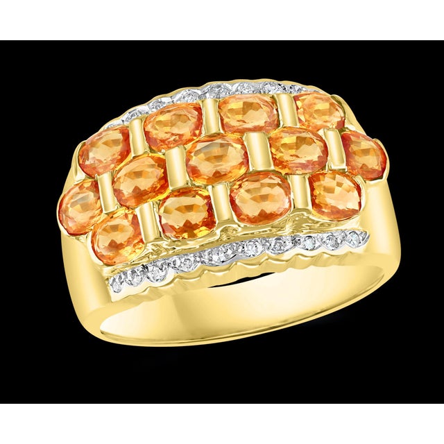 2.25 Carat Oval Cut Natural Yellow Sapphire and Diamond 14 Karat Gold Ring, Size 3 For Sale - Image 4 of 8