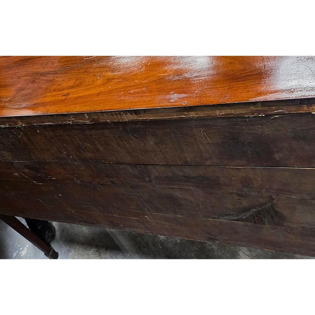 English George III Hepplewhite Serpentine Mahogany Sideboard W/Solid Slab Top Faux Drawer Fronts, Concealed Twin Cabinets & Side Access Door,1790–1805 For Sale - Image 9 of 18