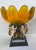 Vintage Hollywood Regency Amber Glass Floral Centerpiece Bowl With Crystal Prisms & Marble Base For Sale - Image 11 of 12