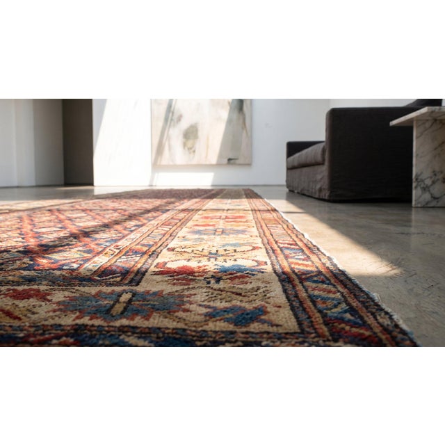 1890s Blue Navy Geometric Antique Caucasian Shirvan Runner Carpet 3'3" X 9'3" Handknotted Wool Rug For Sale - Image 16 of 17