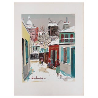After Maurice Utrillo, Sacre Coeur Church and Moulin Under the Snow, Lithograph For Sale