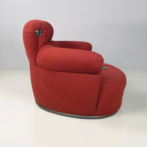Italian Modern Red Armchair Bull attributed to Luigi Caccia Dominioni for Lily of the Valley, 1980s For Sale - Image 3 of 16