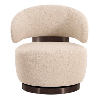 Austin Cream Boucle Swivel Chair For Sale