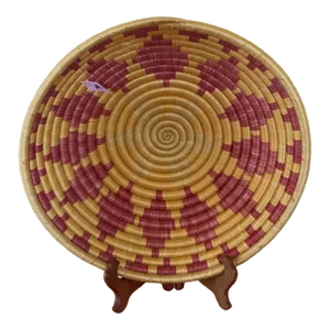 1990s Handwoven Coil Basket, "Path to Peace"