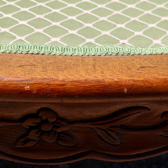 Mid 20th Century Carved French Country Cane Barrel Armchairs With Green Cushions-Set of 4 For Sale - Image 10 of 16