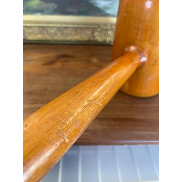 1970s Vintage Hand-Turned Solid Wood Mallet With Smooth Finish. For Sale - Image 5 of 11